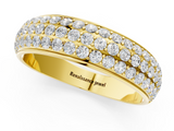 Yellow gold Three-Row Round Diamond Pave Eternity Band with Shared Prong Setting_112