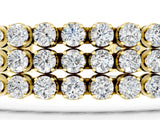 Yellow gold Three-Row Round Diamond Tennis Bracelet with Bezel Setting_3