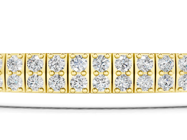 Yellow gold Three-Row Round Diamond Tennis Bracelet with Prong Setting
