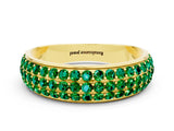 Yellow gold Three-Row Round Emerald Eternity Band with Shared Prong Setting_6