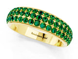 Yellow gold Three-Row Round Emerald Eternity Band with Shared Prong Setting_7