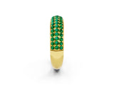 Yellow gold Three-Row Round Emerald Eternity Band with Shared Prong Setting_8