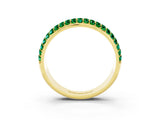 Yellow gold Three-Row Round Emerald Eternity Band with Shared Prong Setting_9