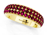 Yellow gold Three-Row Round Garnet Eternity Band with Shared Prong Setting_7