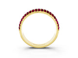 Yellow gold Three-Row Round Garnet Eternity Band with Shared Prong Setting_9