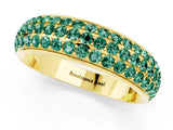 Yellow gold Three-Row Round Green Sapphire Eternity Band with Shared Prong Setting_7