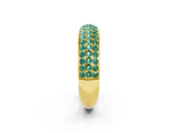 Yellow gold Three-Row Round Green Sapphire Eternity Band with Shared Prong Setting_8