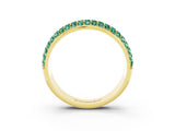 Yellow gold Three-Row Round Green Sapphire Eternity Band with Shared Prong Setting_9