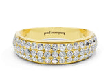 Yellow gold Three-Row Round Moissanite Eternity Band with Shared Prong Setting_6