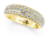 Yellow gold Three-Row Round Moissanite Eternity Band with Shared Prong Setting_7