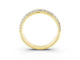 Yellow gold Three-Row Round Moissanite Eternity Band with Shared Prong Setting_9