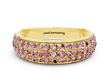 Yellow gold Three-Row Round Morganite Eternity Band with Shared Prong Setting_6