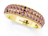 Yellow gold Three-Row Round Morganite Eternity Band with Shared Prong Setting_7