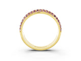 Yellow gold Three-Row Round Morganite Eternity Band with Shared Prong Setting_9