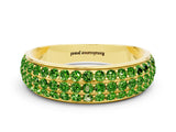 Yellow gold Three-Row Round Peridot Eternity Band with Shared Prong Setting_6