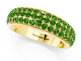 Yellow gold Three-Row Round Peridot Eternity Band with Shared Prong Setting_7
