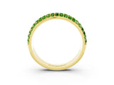 Yellow gold Three-Row Round Peridot Eternity Band with Shared Prong Setting_9