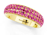 Yellow gold Three-Row Round Pink Sapphire Eternity Band with Shared Prong Setting_19