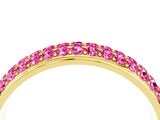 Yellow gold Three-Row Round Pink Sapphire Eternity Band with Shared Prong Setting_22