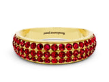 Yellow gold Three-Row Round Ruby Eternity Band with Shared Prong Setting_6