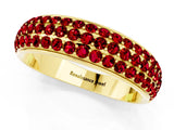 Yellow gold Three-Row Round Ruby Eternity Band with Shared Prong Setting_7