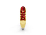 Yellow gold Three-Row Round Ruby Eternity Band with Shared Prong Setting_8