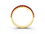 Yellow gold Three-Row Round Ruby Eternity Band with Shared Prong Setting_9