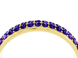 Yellow gold Three-Row Round Tanzanite Eternity Band with Shared Prong Setting_10