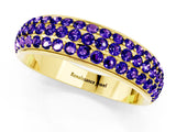 Yellow gold Three-Row Round Tanzanite Eternity Band with Shared Prong Setting_7