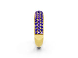 Yellow gold Three-Row Round Tanzanite Eternity Band with Shared Prong Setting_8