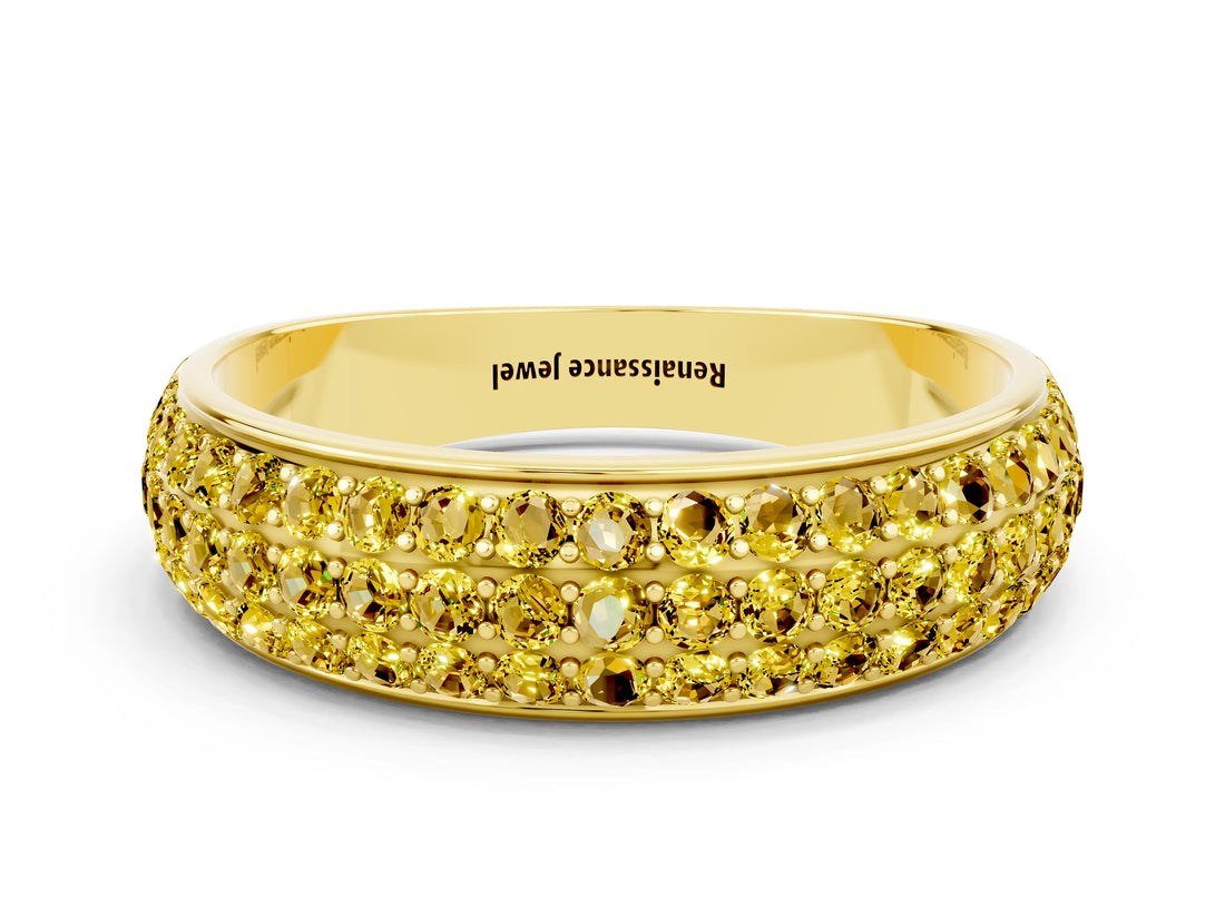Yellow gold Three-Row Round Yellow Sapphire Eternity Band with Shared Prong Setting_18