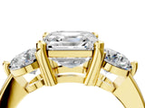 Yellow gold Three-Stone Asscher Brilliant Cut Solitaire Ring with Prong Setting on a Classic Band 5
