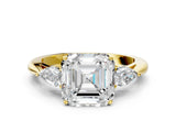 Yellow gold Three-Stone Asscher Cut Brilliant Diamond Solitaire Ring with Tapered Band and Four-Prong Setting_12