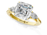 Yellow gold Three-Stone Asscher Cut Brilliant Diamond Solitaire Ring with Tapered Band and Four-Prong Setting_13