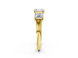Yellow gold Three-Stone Asscher Cut Brilliant Diamond Trellis Ring with Comfort Fit Band_9