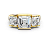 Yellow gold Three Stone Asscher Cut Cut Channel Set Diamond Ring_3
