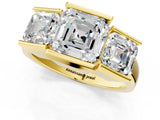 Yellow gold Three Stone Asscher Cut Cut Channel Set Diamond Ring_4