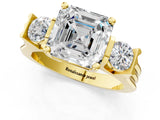 Yellow gold Three-Stone Asscher Cut Cut Classic Band Prong Setting Ring_4