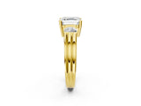 Yellow gold Three-Stone Asscher Cut Cut Classic Band Prong Setting Ring_5