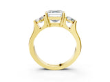Yellow gold Three-Stone Asscher Cut Cut Classic Band Prong Setting Ring_6