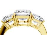 Yellow gold Three-Stone Asscher Cut Cut Diamond Engagement Ring with Flat Band and Four-Prong Setting_12