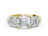 Yellow gold Three-Stone Asscher Cut Cut Diamond Engagement Ring with Prong Setting on a White Gold Band_27