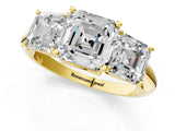 Yellow gold Three-Stone Asscher Cut Cut Diamond Engagement Ring with Prong Setting on a White Gold Band_28
