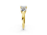 Yellow gold Three-Stone Asscher Cut Cut Diamond Engagement Ring with Prong Setting on a White Gold Band_29