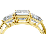 Yellow gold Three-Stone Asscher Cut Cut Diamond Engagement Ring with Prong Setting on a White Gold Band_31