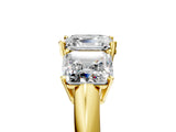 Yellow gold Three-Stone Asscher Cut Cut Diamond Engagement Ring with Prong Setting on a White Gold Band_32