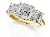 Yellow gold Three-Stone Asscher Cut Cut Diamond Engagement Ring with Prong Setting on a White Gold Band_4