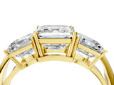 Yellow gold Three-Stone Asscher Cut Cut Diamond Engagement Ring with Prong Setting on a White Gold Band_7