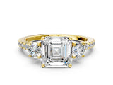 Yellow gold Three-Stone Asscher Cut Cut Diamond Pavé Band with Prong Setting_15