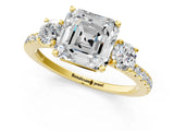 Yellow gold Three-Stone Asscher Cut Cut Diamond Pavé Band with Prong Setting_16